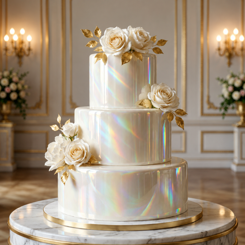 Pastel con acabado de glaseado espejo